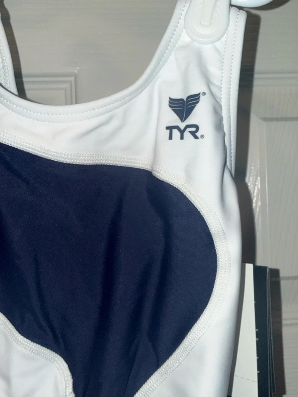 TYR Girl's Alliance T-Splice Maxfit Swimsuit - Navy/White - Size 22